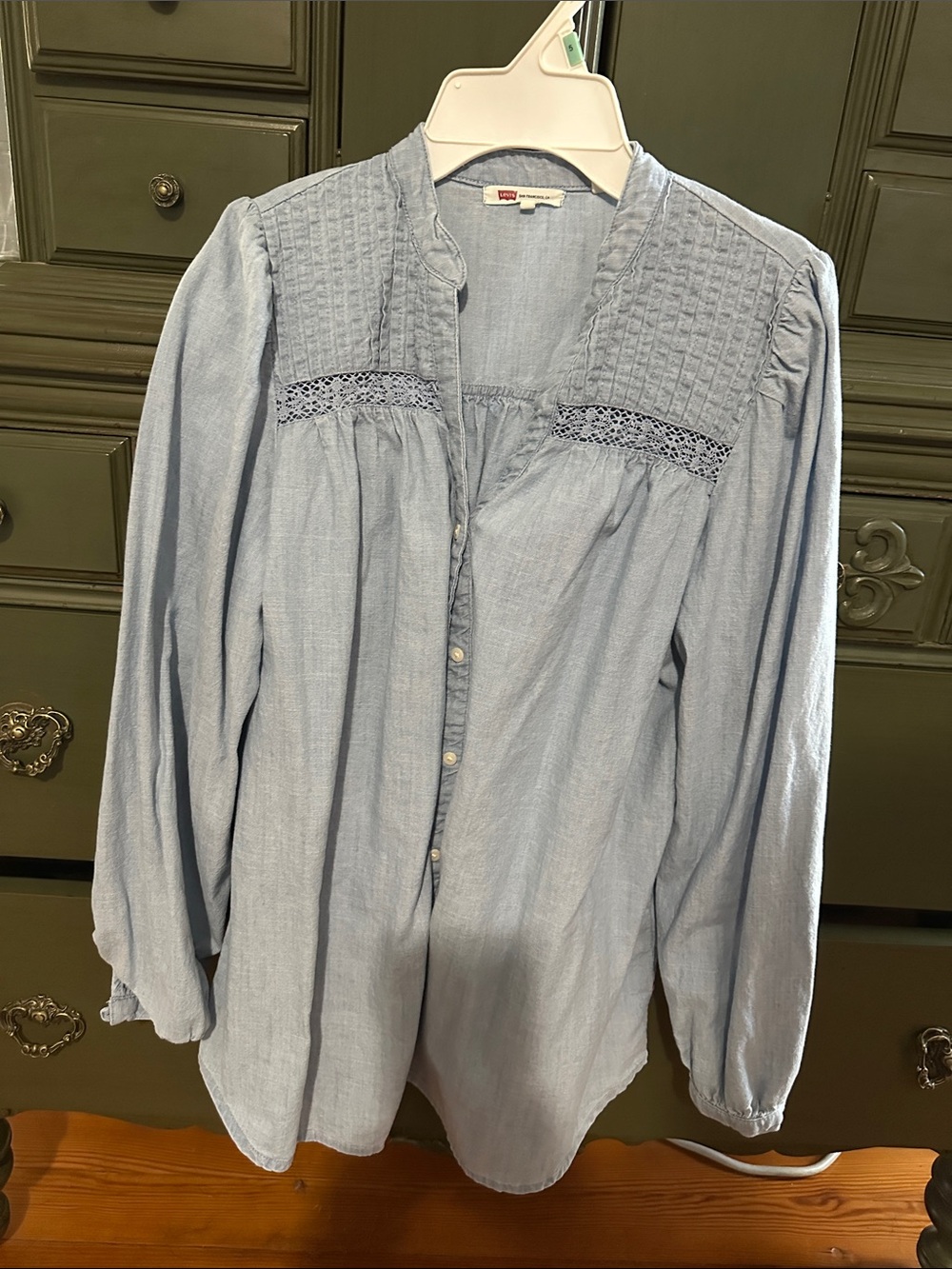 Levi's Light Blue Button-Front Peasant Shirt